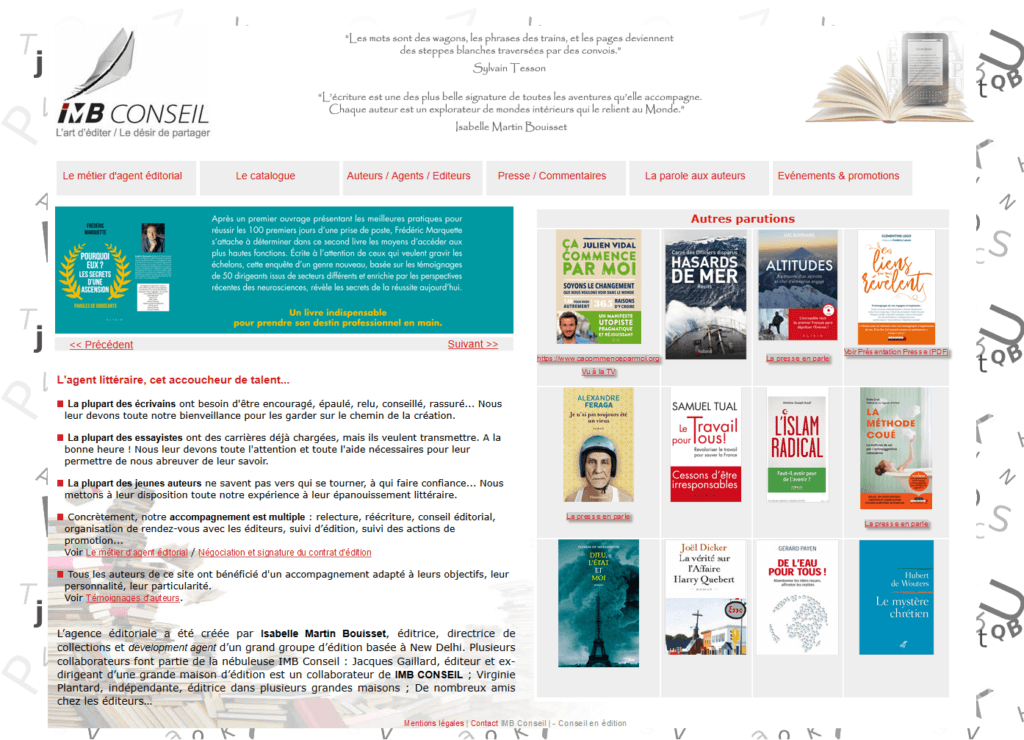 Page d'accueil du site IMB Conseil
