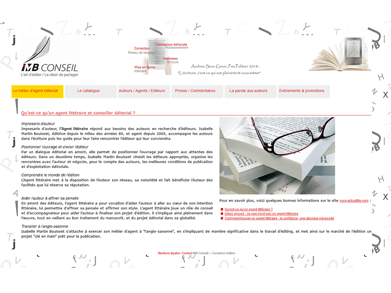 Page Le métier d'agent éditorial du site IMB Conseil