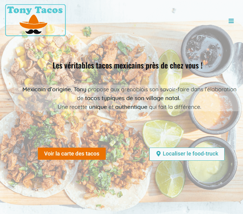 One page pour un foodtruck mexicain