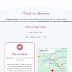 Extrait de la page d'accueil : bloc "Venir au château"