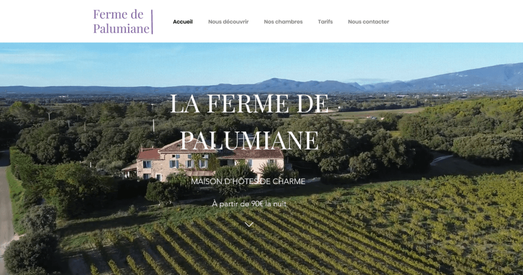 Page d'accueil du site de la Ferme de Palumiane