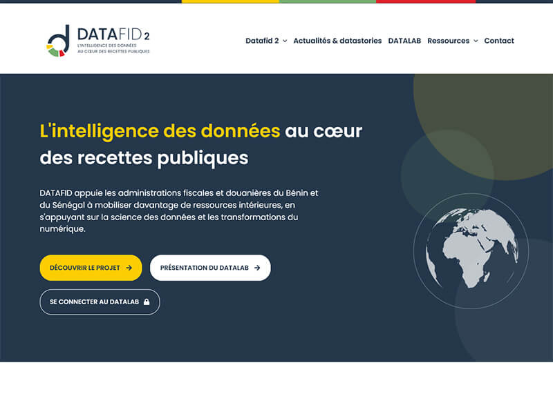 Page d'accueil du site datafid.fr